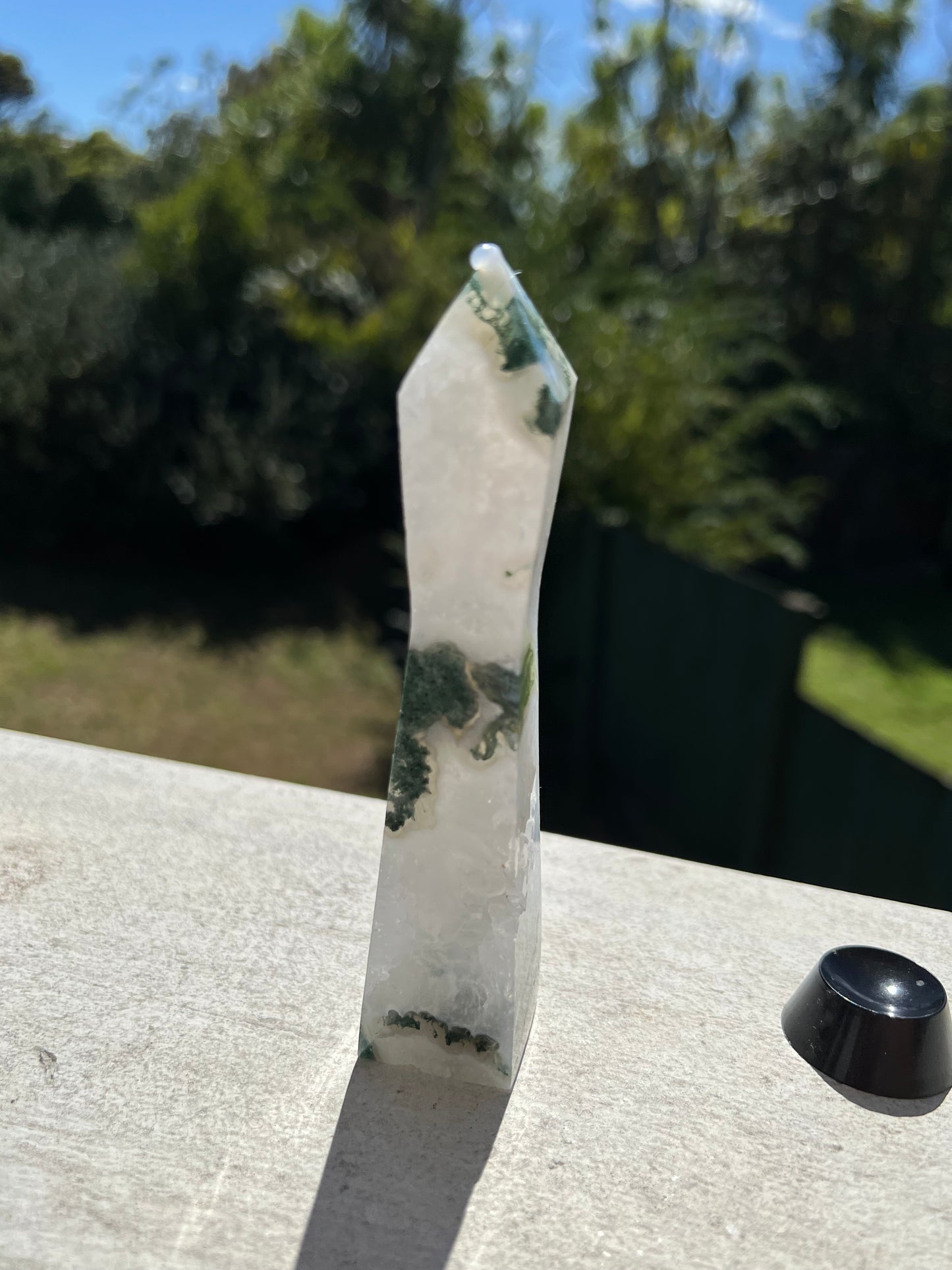 MOSS AGATE VENUS TOWER WITH DRUZY 137.68G