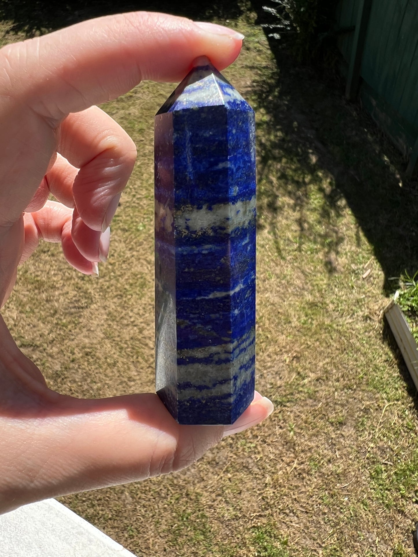 STUNNING COLOUR GOLD FLECK LAPIS LAZULI POINT 95.97G