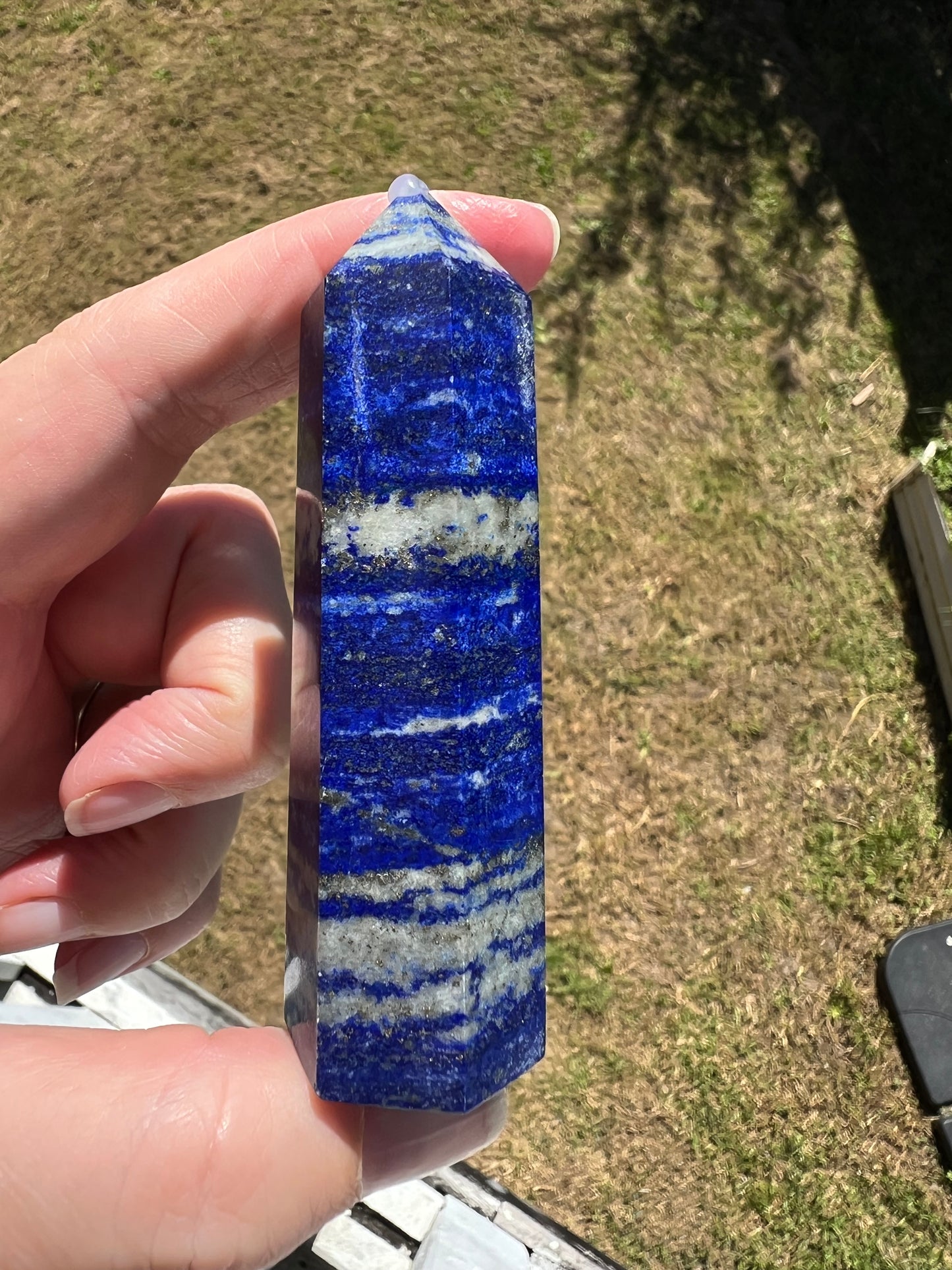 STUNNING COLOUR GOLD FLECK LAPIS LAZULI POINT 95.97G